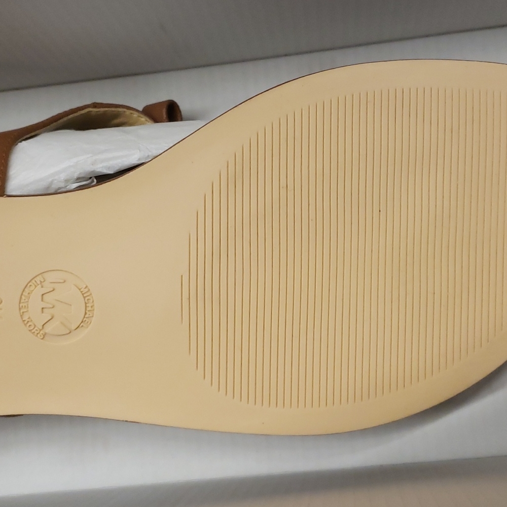 Nitb Michael Kors leather luggage brown MK Logo sandal - Picture 3 of 7